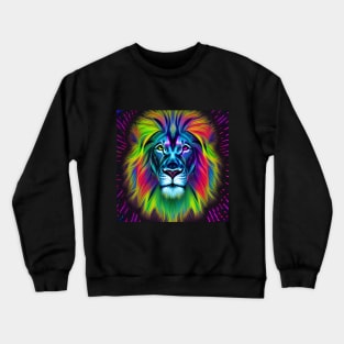 Psychedelic Neon Lion Crewneck Sweatshirt